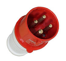 Вилка силова 024 переносна 3Р+PЕ 32А 380В IP44 силовий роз'єм Tnsy