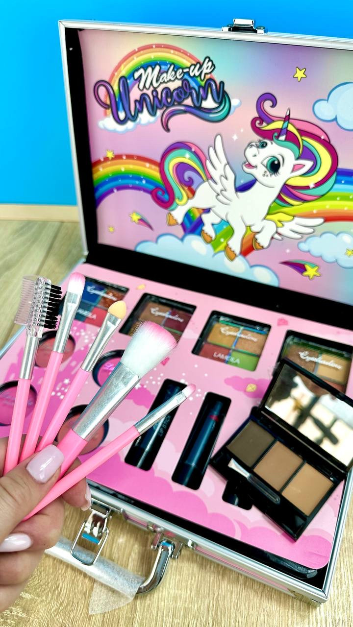 Косметика дитяча FT 2040 помади, палетка тіней, рум'яна, контуринг, пензлики, фото 1