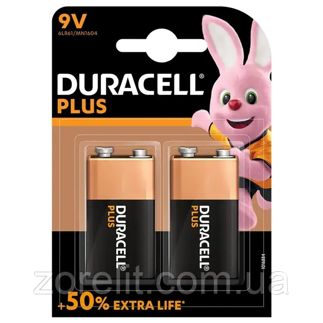 Батарейка Duracell Plus 9V (Крона) 6LR61 ціна за 2шт блістер