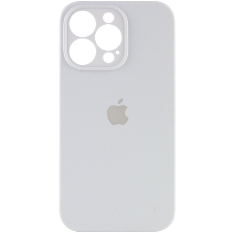 Силіконовий чохол для iPhone 14 Pro Max - Full Camera з мікрофіброю (Лого), White