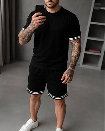 Костюм літній чоловічий (шорти/футболка), двунитка M(48-50) L(52-54) (5) беж1364-1732, фото 1
