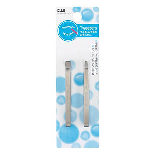 Kai Набір 2х прямих пінцетів для брів, KF0402