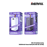 Портативна батарея Remax RPP-117 50000mAh PD27W+QC 22.5W з дисплеєм, 2xUSB, білий, фото 4