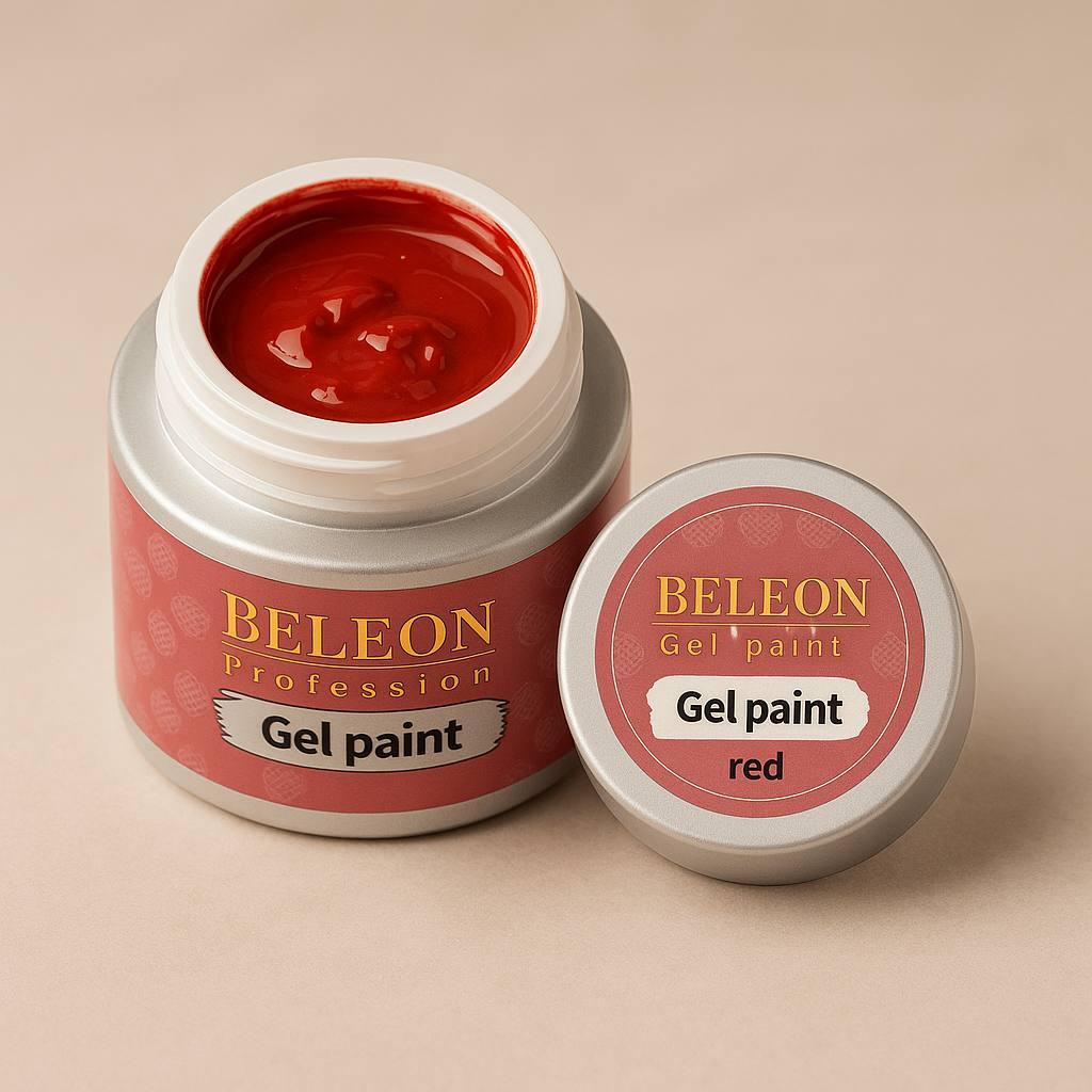 Гелева фарба BELEON Gel Point для дизайну нігтів (малюнків, стемпінг дизайну) 7 грам(Red), фото 1