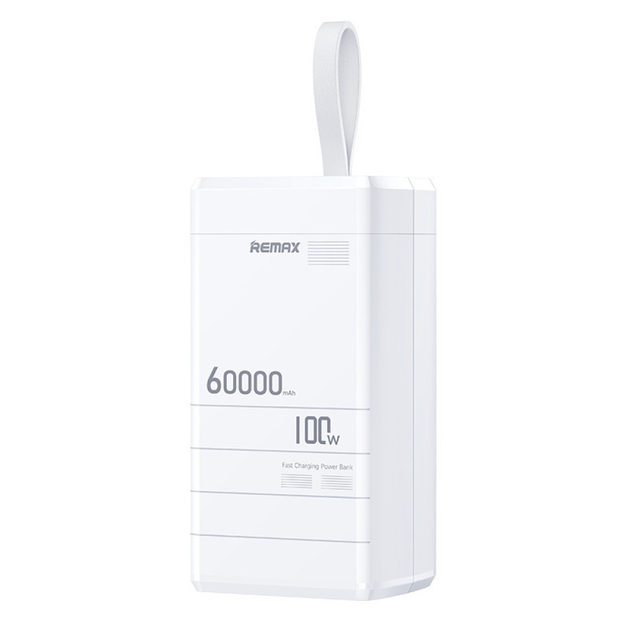Повербанк REMAX RPP-650 60000mAh з дисплеєм, PD 100W + QC 22.5W, білий