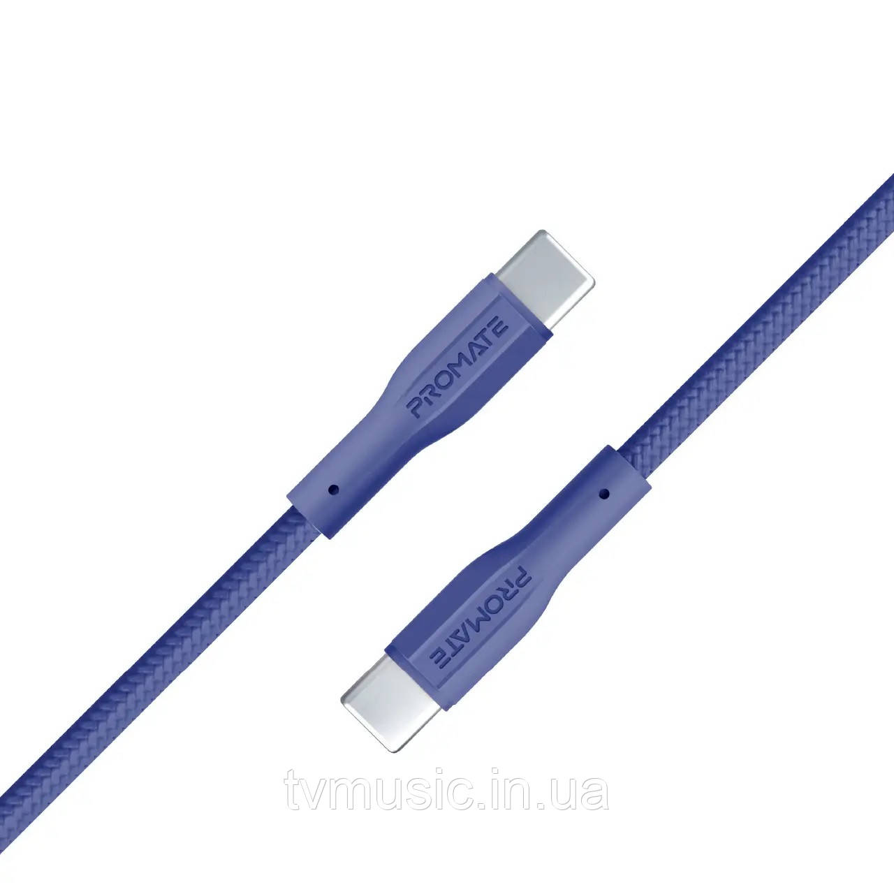 Кабель Promate xCord-CC USB-C to USB-C 60W Power Delivery 1 м Navy, фото 1