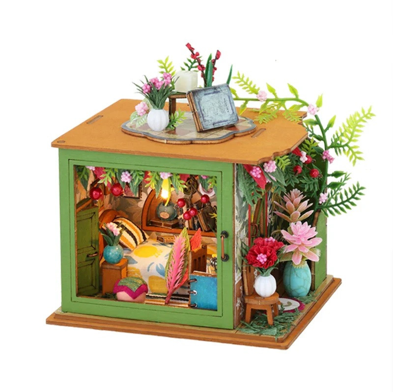 Румбокс Квіткова спальня Flower Bedroom DIY Miniature Dollhouse Kit MN-001