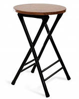 Табурет складаний із твердим сидінням із МДФ Чип колір горіх на чорних металевих ніжках Мікс Мебель