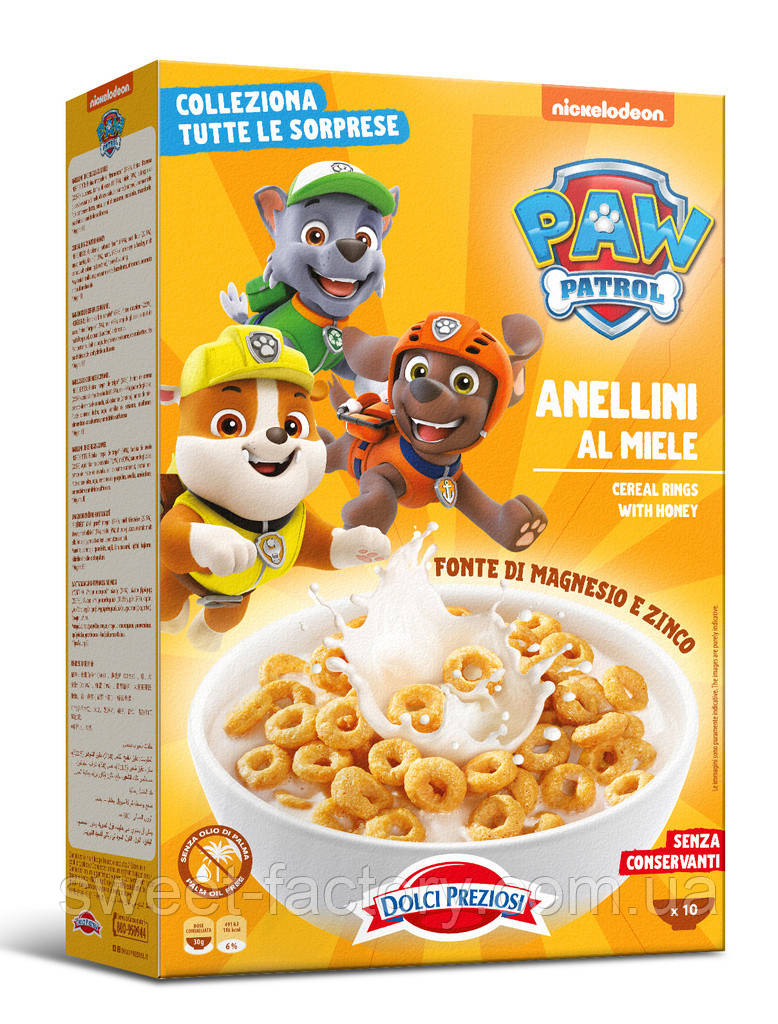 Сухі сніданки Nickelodeon Paw Patrol Anellini Miele 300g, фото 1
