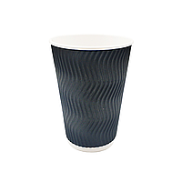 Гофрований стакан, хвиля, чорний 175 мл d 70  (20шт/пак/900) 062500010