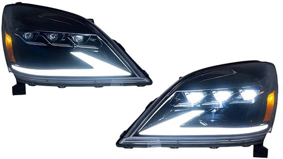 Передние альтернативная тюнинг оптика фары LED на Lexus GX 470 Full LED ZW черная 02-09 комплект Лексус ГХ 470 3