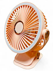 Вентилятор F2-150 акумуляторний з LED підсвічуванням та прищіпкою - Pink