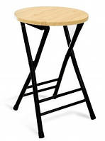Табурет кухонний твердий розкладний складаний стілець Чип колір Натуральний на чорному металокаркасі Мікс Мебель