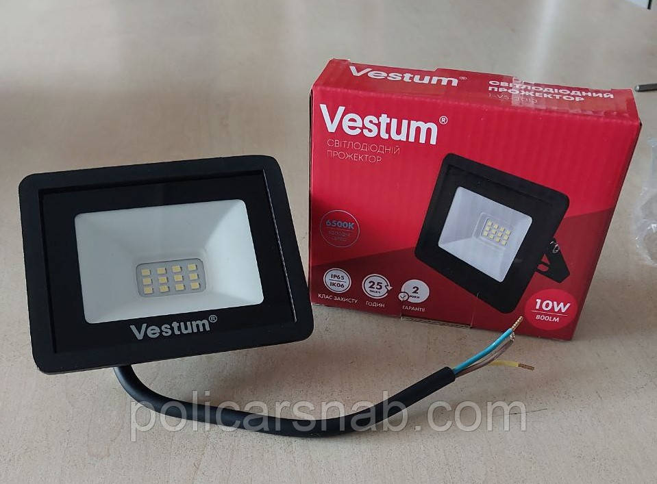 Світлодіодний прожектор VESTUM 10W 6500K 180-260V IP65 1-VS-3013 вуличний світильник Led освітлення 260V, фото 1