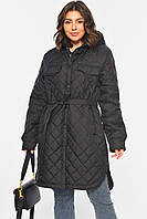 Куртка жіноча напівбатальна демісезонна чорного кольору 188910L 58