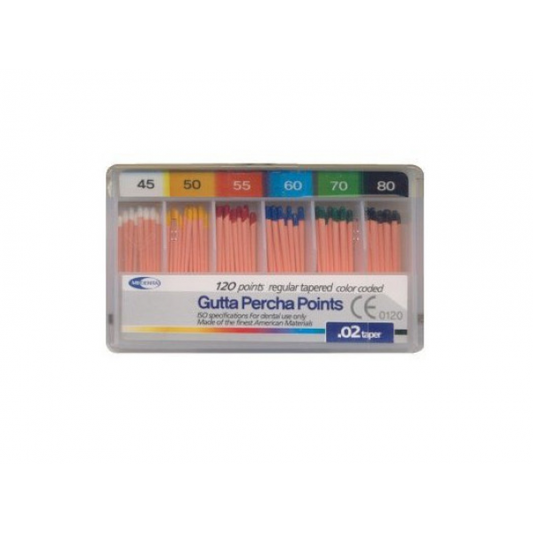 Meta Biomed Gutta Percha Points, Мета Біомед Гутаперчеві штифти 02 №45-80, 120шт