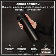 Пляшка для води металева ION8 1200 мл. Stainless Steel , Black, фото 2