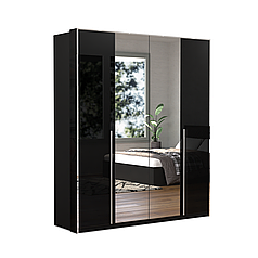 Шафа Annie 4дв Глянець Чорний із дзеркалом