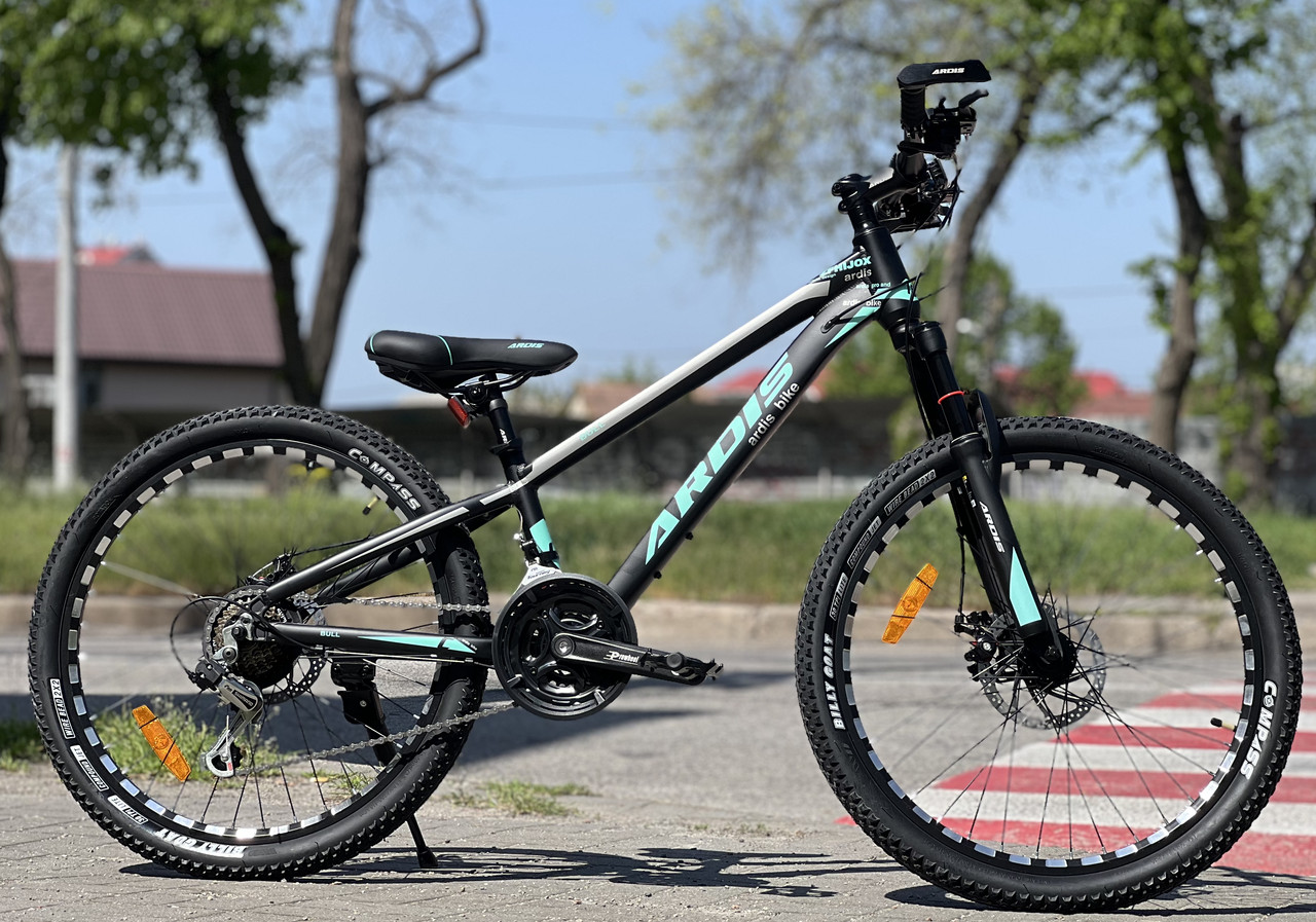 Велосипед підлітковий спортивний гірський 24" Ardis МТВ AL BULL чорно-бірюзовий на зріст 120-135 см