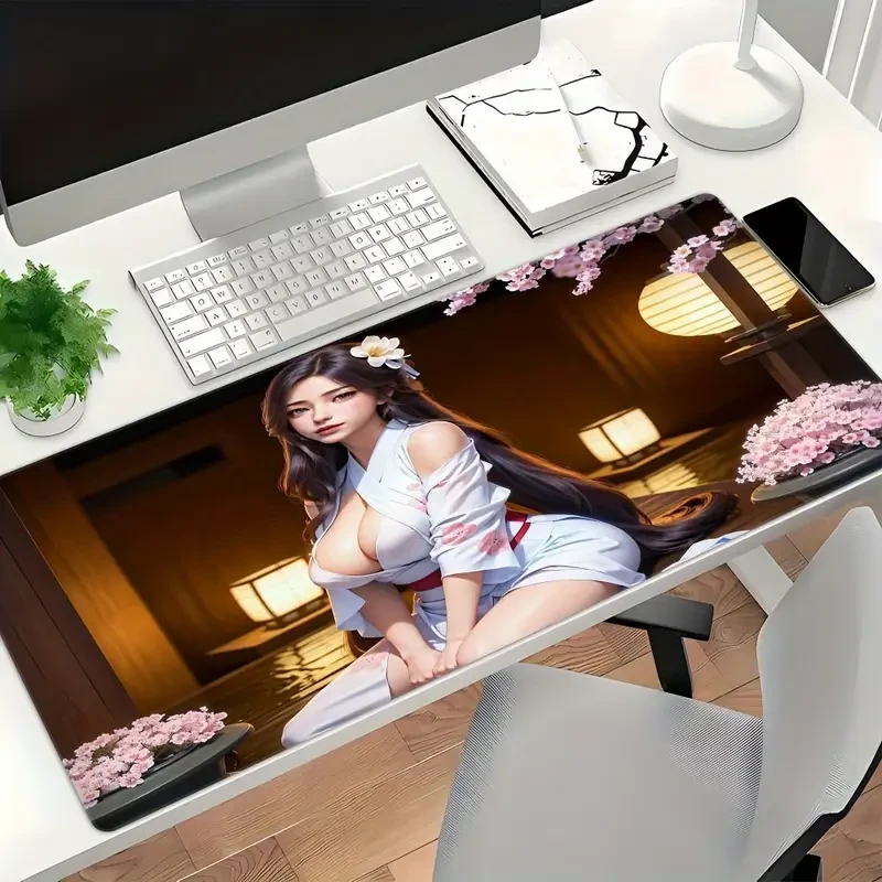 Великий килимок для миші з дизайном аніме-дівчини в кімоно, розмір 60/30, фото 1