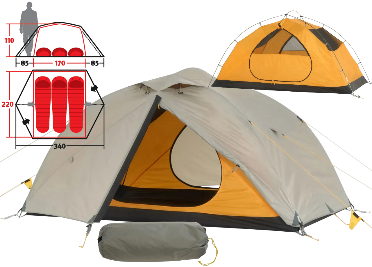 Тримісний намет Wechsel Charger 3 TL Laurel Oak | Легка трекінгова палатка з двома входами і двома тамбурами
