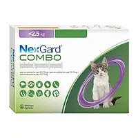 Краплі NexGard Combo від бліх, кліщів і гельмінтів для кішок вагою до 2.5 кг, 1 піпетка