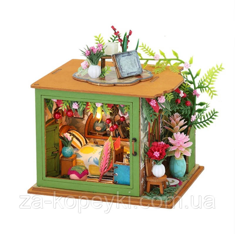 Румбокс Квіткова спальня Flower Bedroom DIY Miniature Dollhouse Kit MN-001