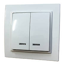 Вимикач внутрішній установки 2-кл. з підсвіткою білий IP20 Malta Ny95000944