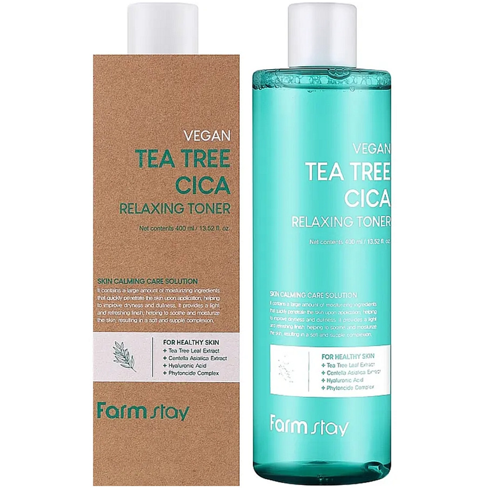 Заспокійливий тонік з олією чайного дерева Farmstay Vegan Tea Tree Cica Relaxing Toner 400 мл, фото 1