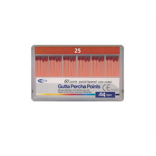 Meta Biomed Gutta Percha Points, Мета Біомед Гутаперчеві штифти 04 №25, 60шт