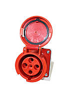 Розетка силова 134 стаціонарна 3Р+PЕ 63А 380В IP67 силовий роз'єм Tnsy