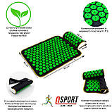 Масажний килимок Аплікатор Кузнєцова + валик масажер для спини/шиї/ніг/стоп/голови/тіла OSPORT (n-0002) Чорно-фіолетовий, фото 2