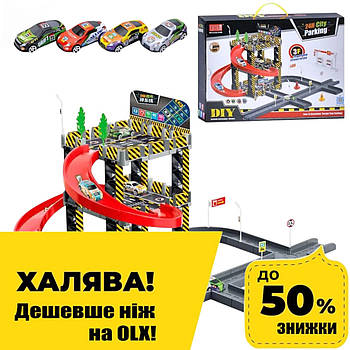 Парковка гараж для машинок (3 поверхи, машинки 4шт, дорожні знаки) A333-239B Акція до 27.04