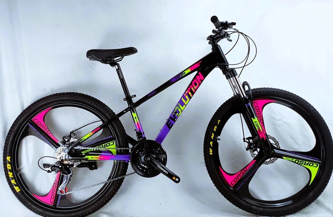 Велосипед гірський спортивний 26" Corso Evolution EV-26790 чорно-фіолетовий на зріст 130-145 см