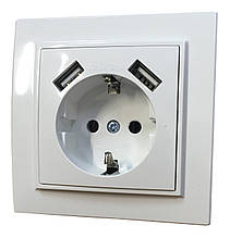 Розетка внутрішній установки 1-а з/к з 2 USB 2.1A біла IP20 Malta Ny95000972