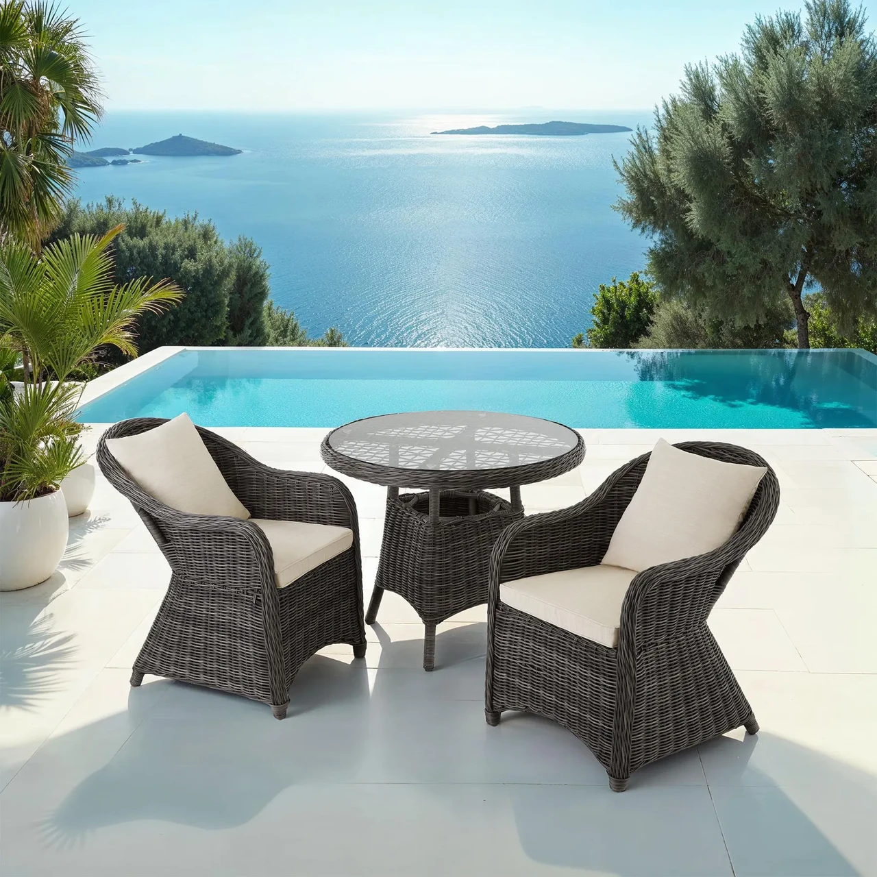 Обідній набір садових меблів Zurich 2 + 1 алюміній