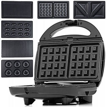 Бутербродниця мультипекар 6в1, 1000Вт, 220V, HM-3013 / Вафельниця електрична / Електрогриль / Мультимейкер