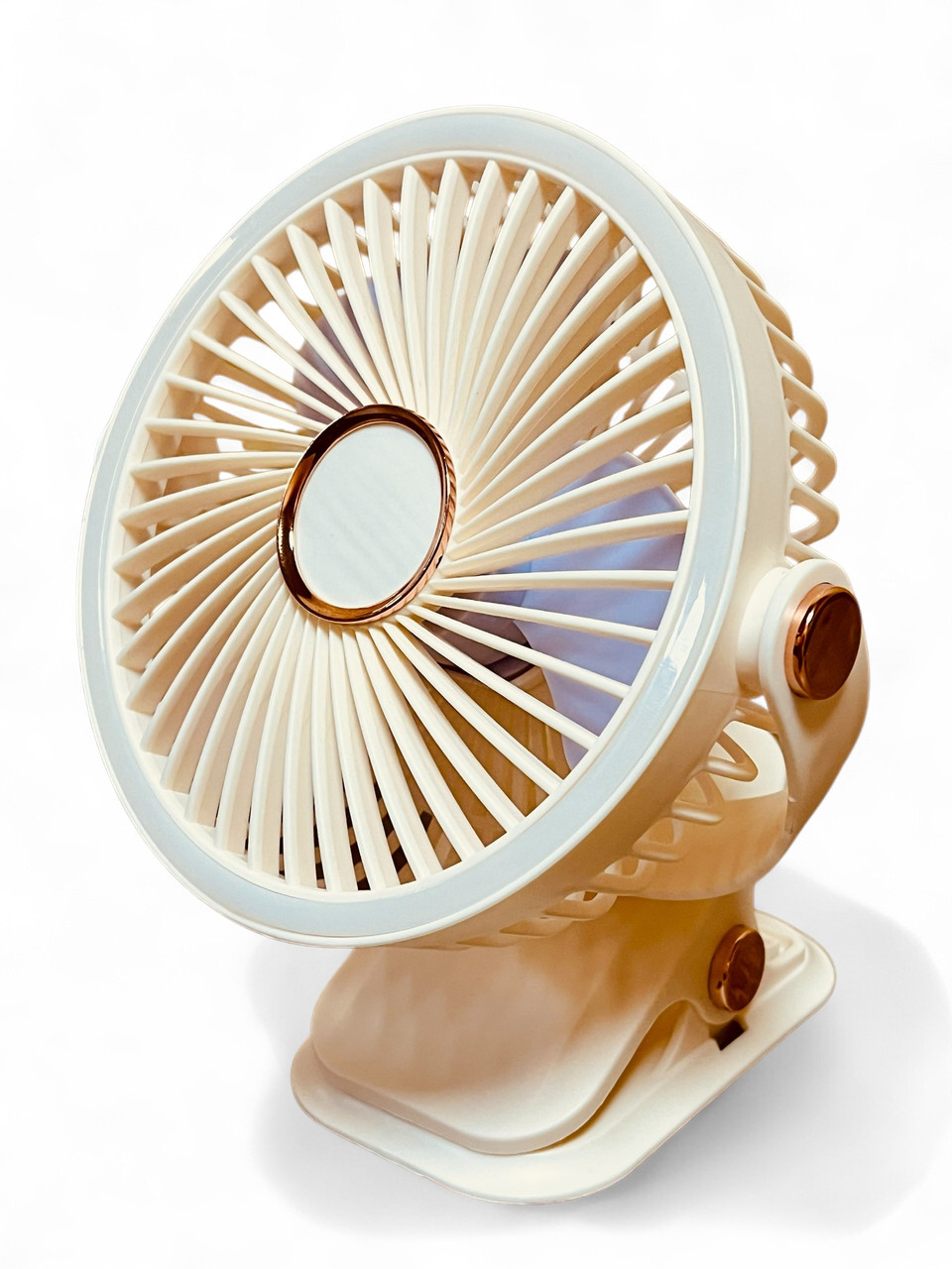 Вентилятор F2-150 акумуляторний з LED підсвічуванням та прищіпкою - Beige
