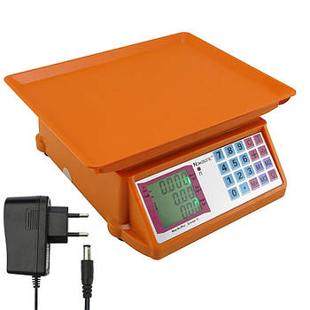 Торгові ваги до 50 кг, від мережі та акумулятора, Nokasonic NK-4017, Помаранчевий / Електронні ваги для торгівлі