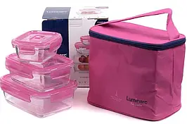 Набір контейнерів зі скла в термосумці Luminarc Pure Box Active 9972P (380 мл, 820 мл, 1220 мл)