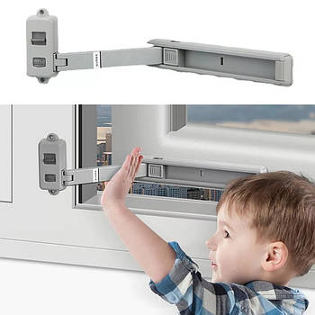 Замок для вікон дитячий на липкій основі / Пластиковий замок блокіратор від дітей / Стопор для вікна