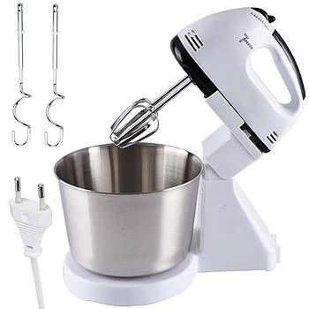 Ручний міксер з чашею 2л, 380Вт, 7 швидкостей, SCARLETT SC-133T / Стаціонарний міксер кухонний / Електроміксер