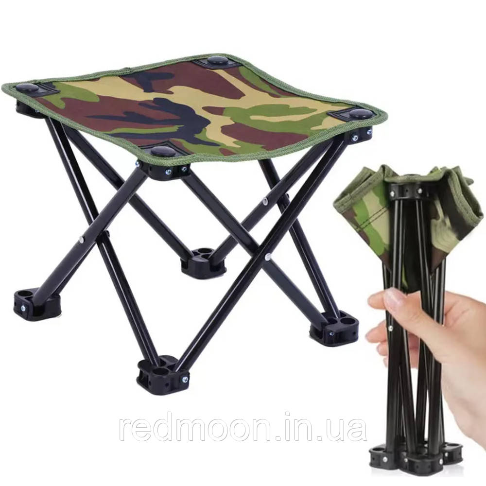 Складне крісло з чохлом, до 100кг, 32x32x28см / Стілець для риболовлі / Стільчик туристичний / Кемпінговий стілець