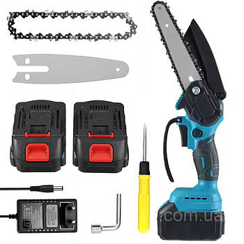 Акумуляторна пила ланцюгова + 2 АКБ 48В / Міні пила для саду / Електропила на акумуляторі