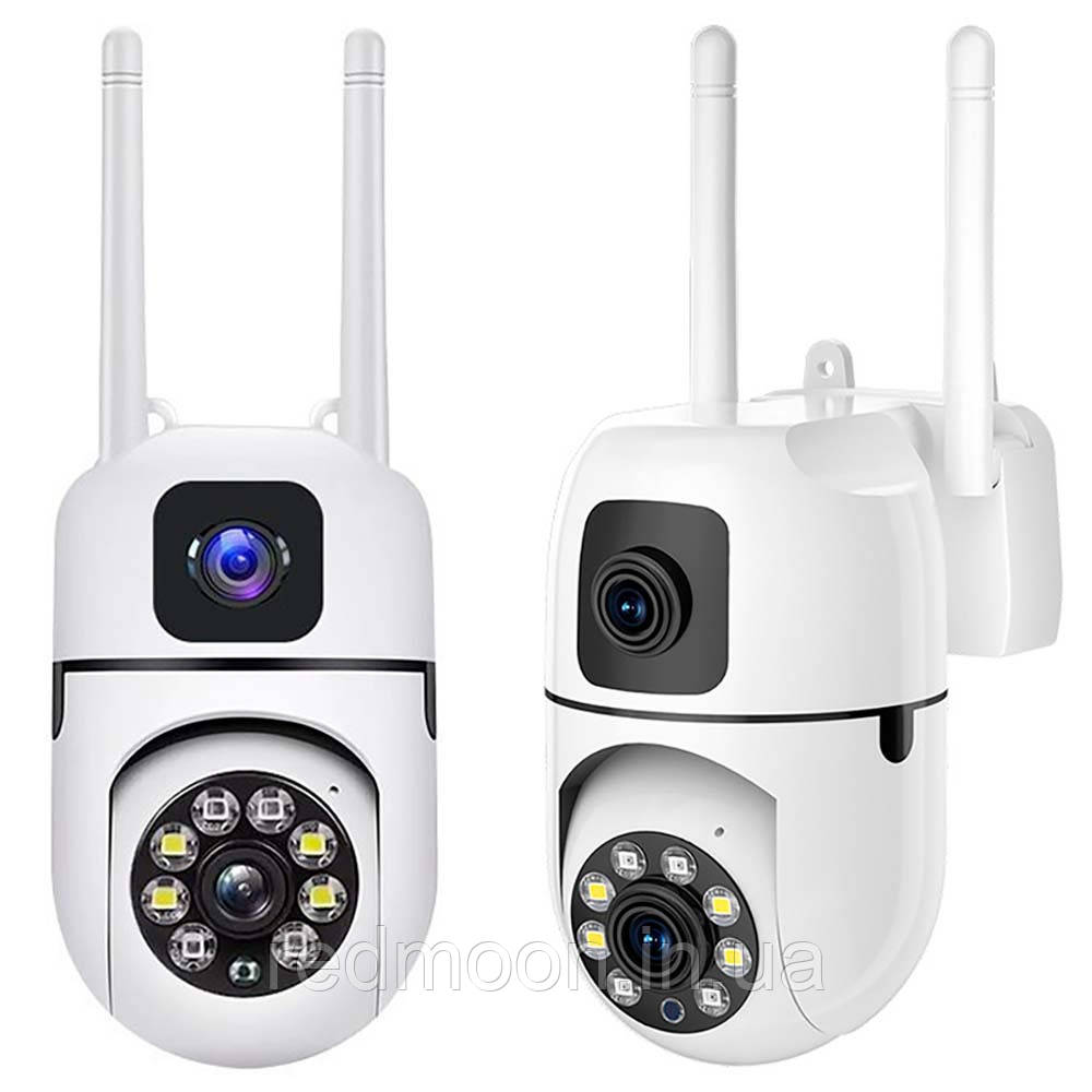 Комплект 2 шт Вулична камера відеоспостереження WiFi, від мережі, Dual Lens E10 / Вайфай камера / Камера спостереження
