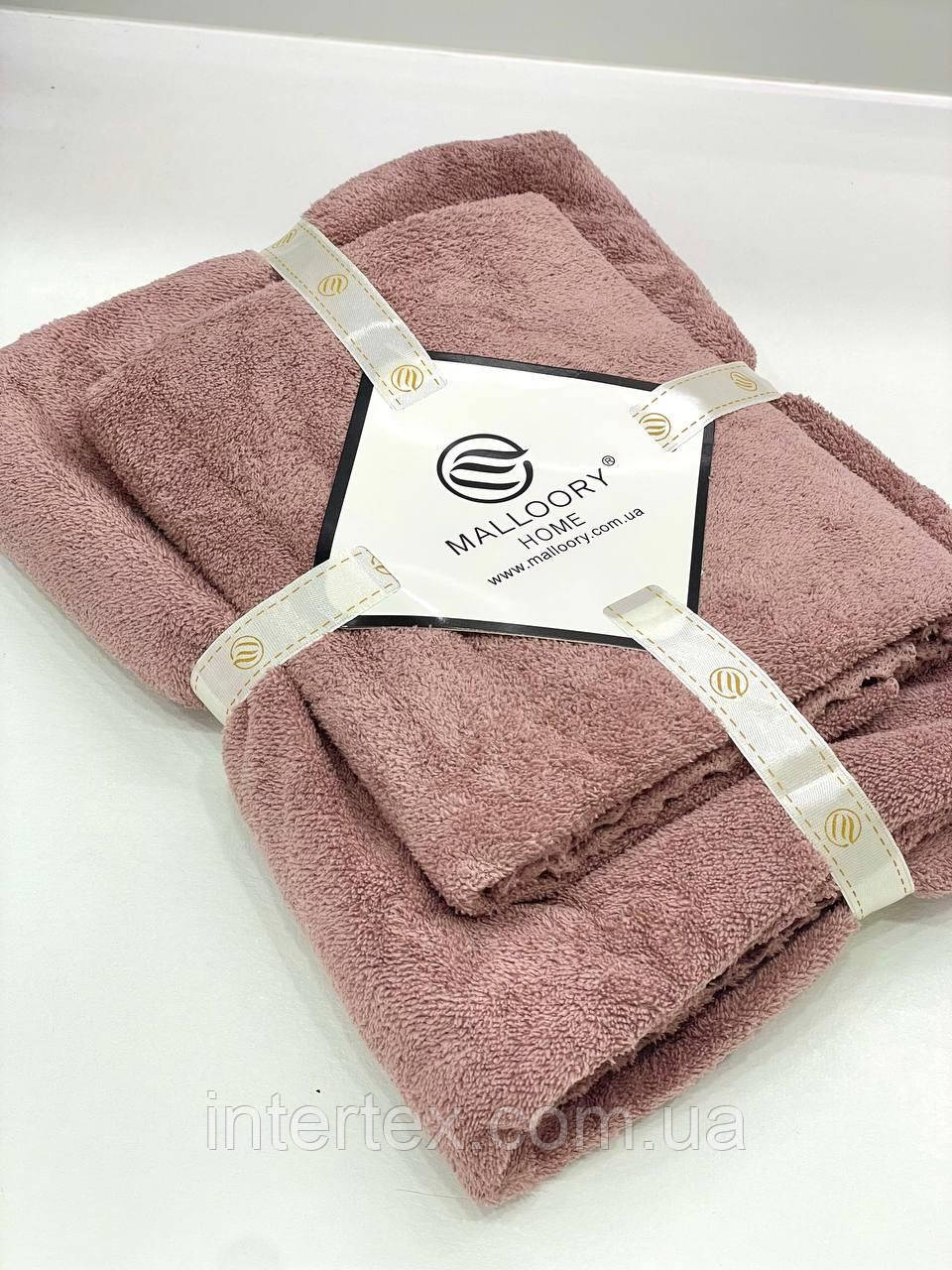 Комплект рушників однотонний баня+лице (мікрофібра) рожево-коричневий, фото 1