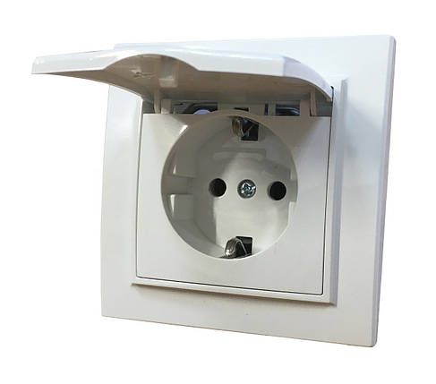 Розетка внутрішній установки 1-а з/к з кришкою біла IP20 Malta Ny95000961, фото 1