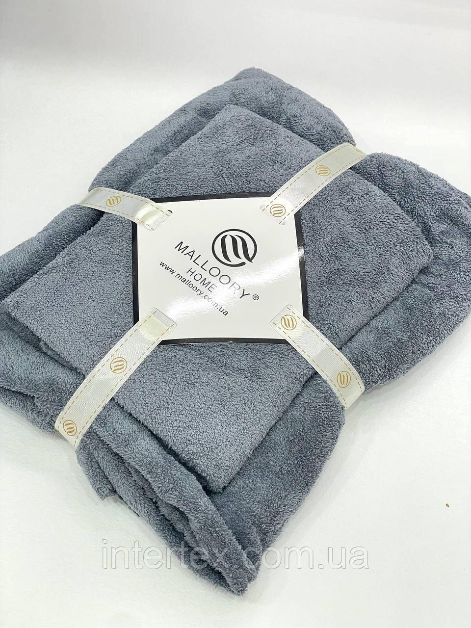 Комплект рушників однотонний баня+лице (мікрофібра) темно-сірий, фото 1