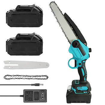 Акумуляторна ланцюгова пила 8" з масляним баком + 2АКБ 24V / Міні пила для саду / Електропила на акумуляторі