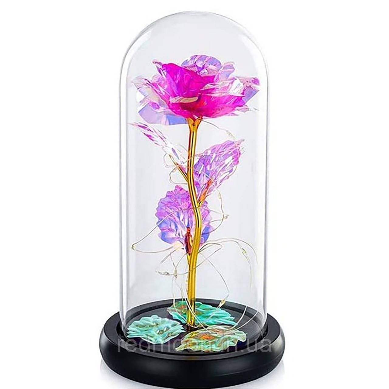 Роза в колбі з LED підсвічуванням на батарейках 21х11см / Квітка в колбі / Вічна троянда, фото 1